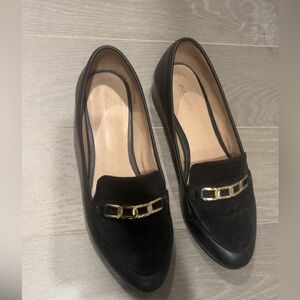 Aldo Black Flats with Gold Chain Detail